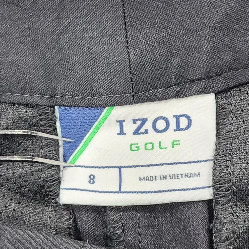 IZOD Golf Shorts Womens 8 Black Mid Rise Front Seam Bermuda Stretch Casual Sport